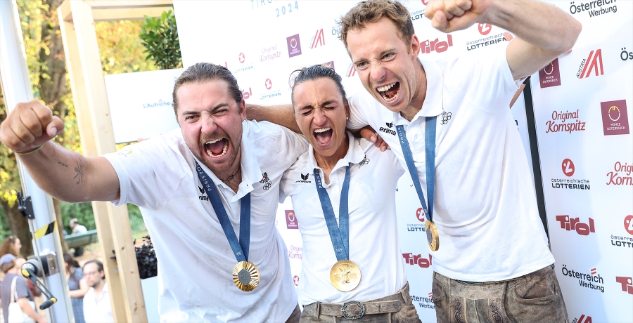 Die Olympiasieger:innen Valentin Bontus, Lara Vadlau und Lukas Mähr