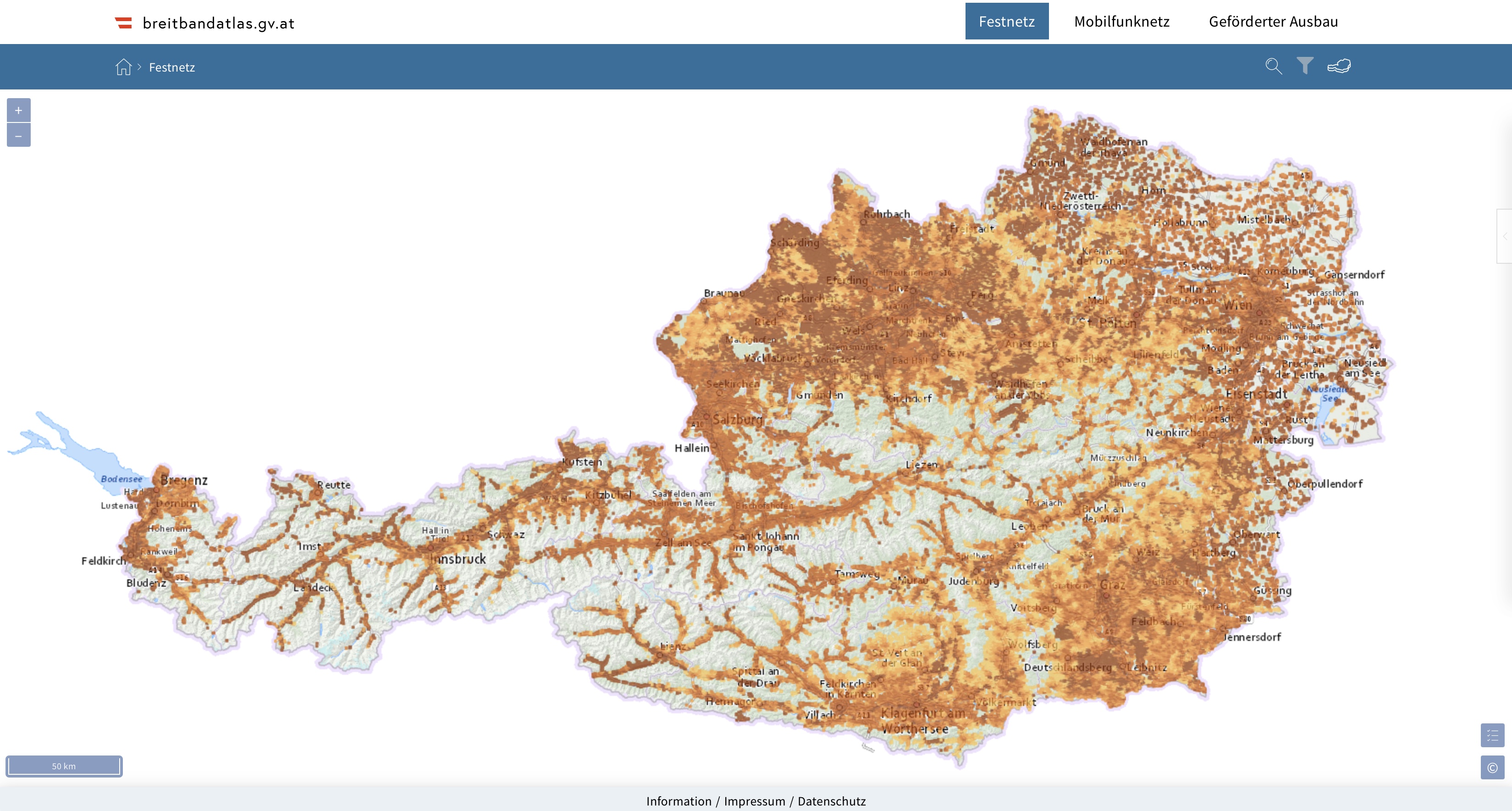 Einstiegsseite des Breitbandatlas