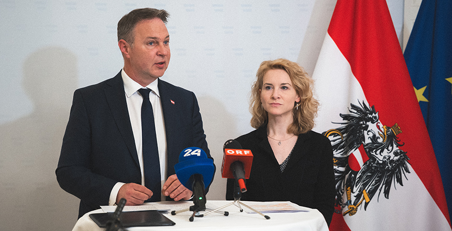 Vizekanzler und Medienminister Andreas Babler und Frauenministerin Maria Holzleitner 