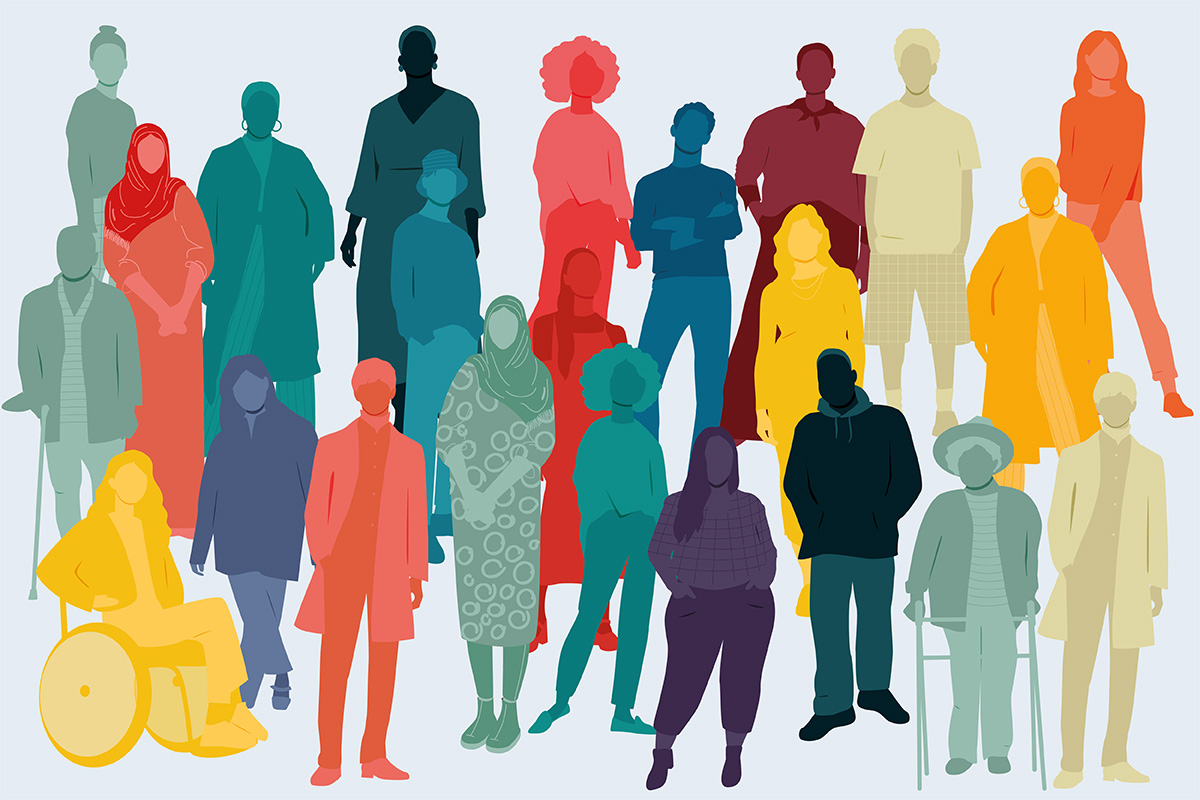 Silhoutten verschiedenster Personen