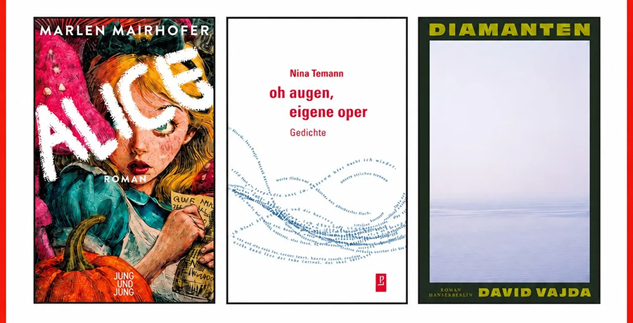 Debütnominierungen Shortlist Österreichischer Buchpreis: ALice,  oh augen, eigene oper, Diamanten