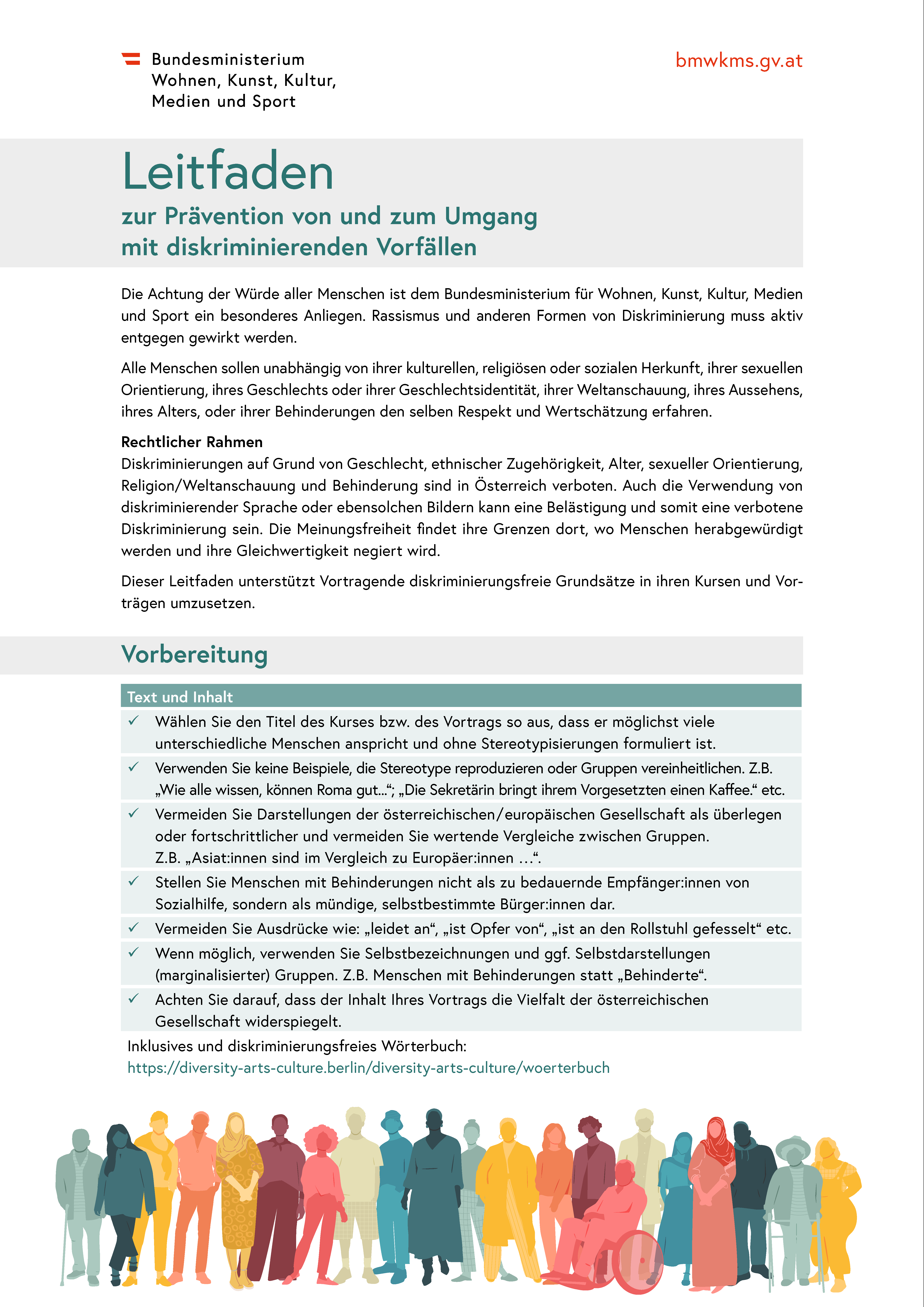 Leitfaden zur Prävention von und zum Umgang mit diskriminierenden Vorfällen