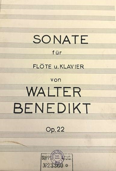 Komposition von Walter Benedikt, Sonate für Flöte und Klavier, Op. 22
