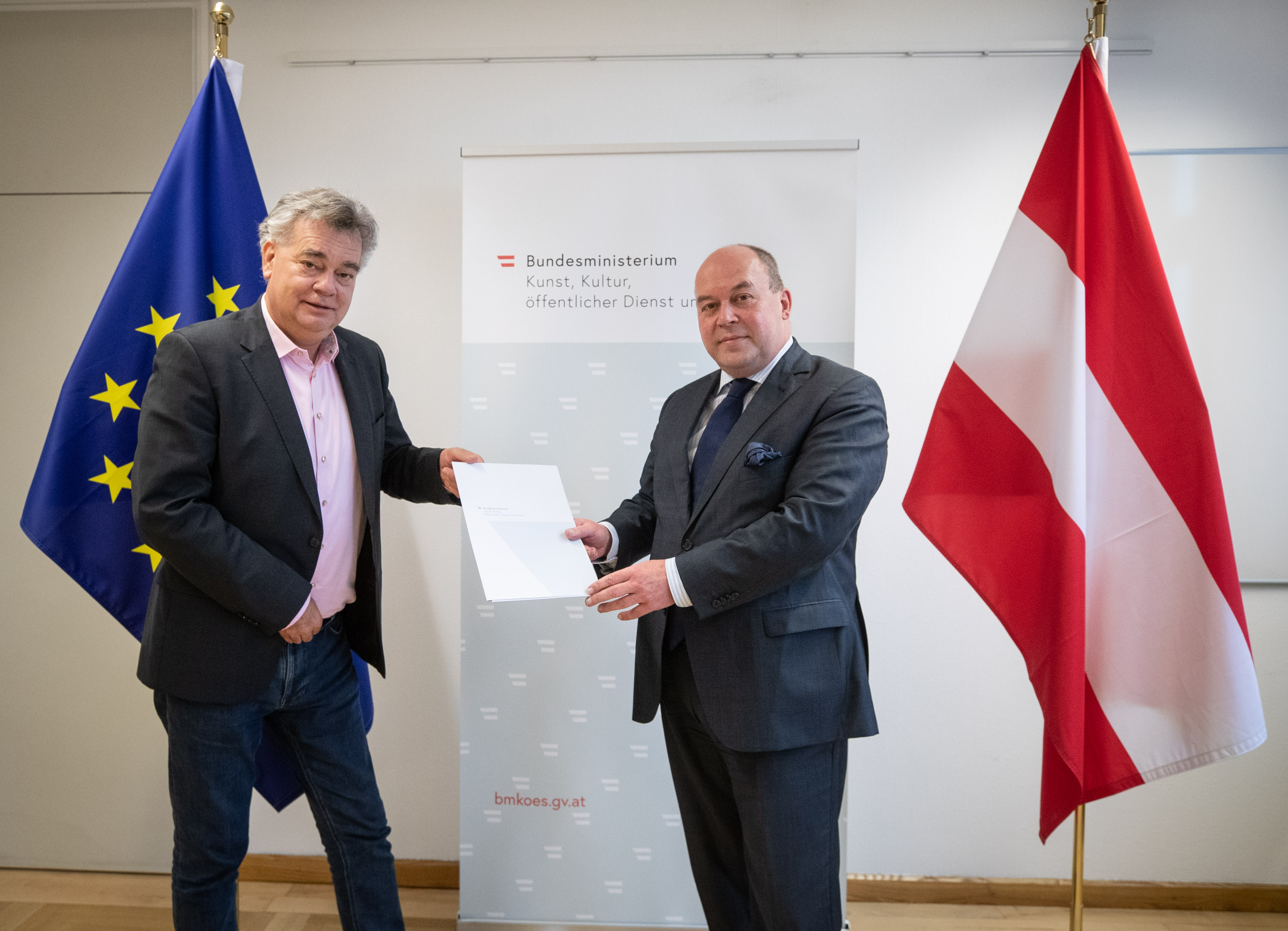 Dekretverleihung Bundesdisziplinarbehörde Vizekanzler Kogler und Hartmann